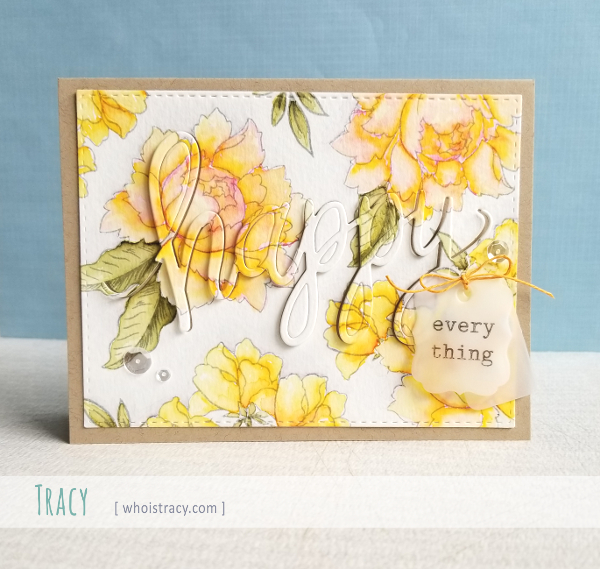 Watercolored Flowers card by Tracy @whoistracy.com